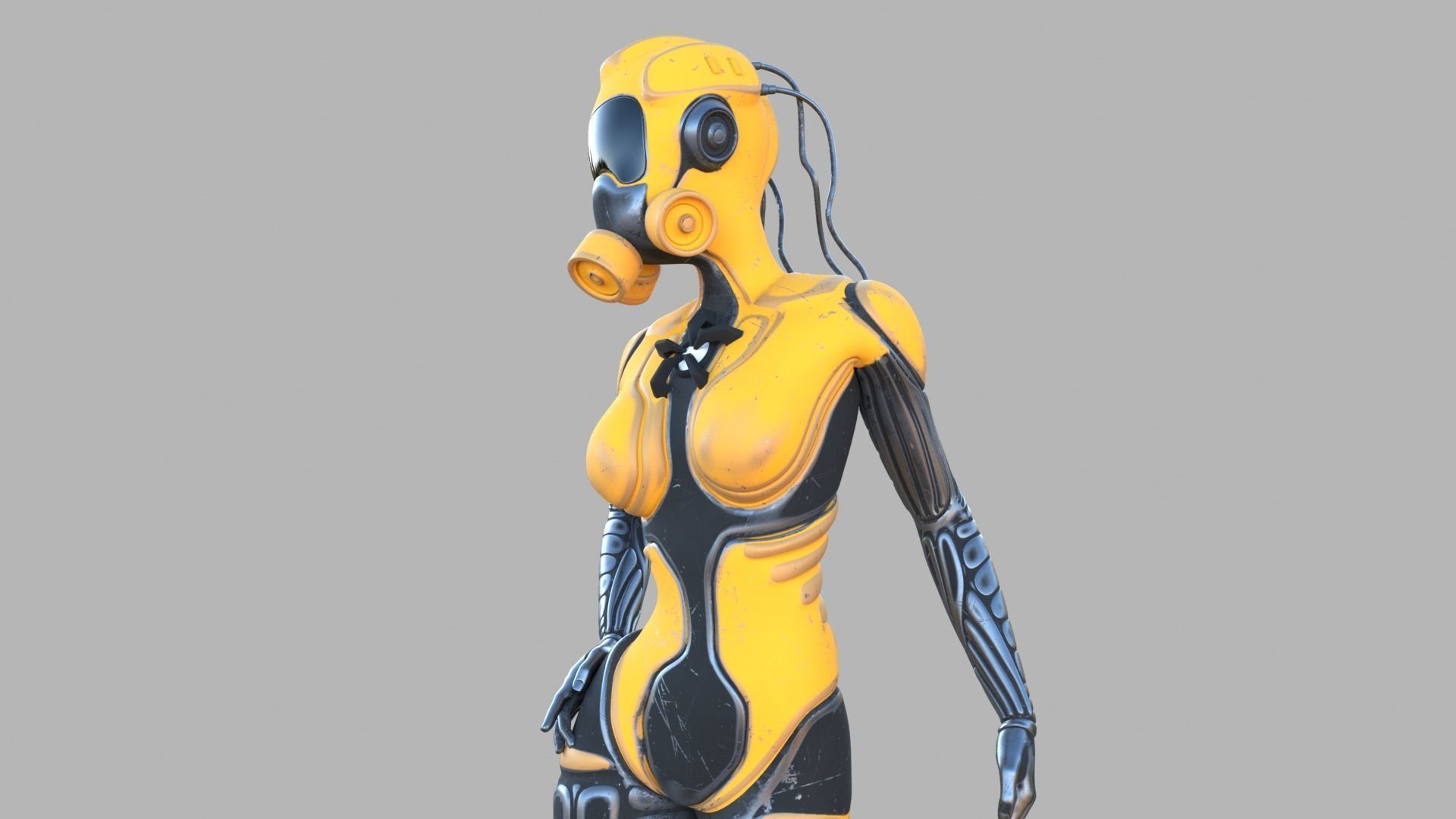 Sci fi female Low-poly 3D model_1