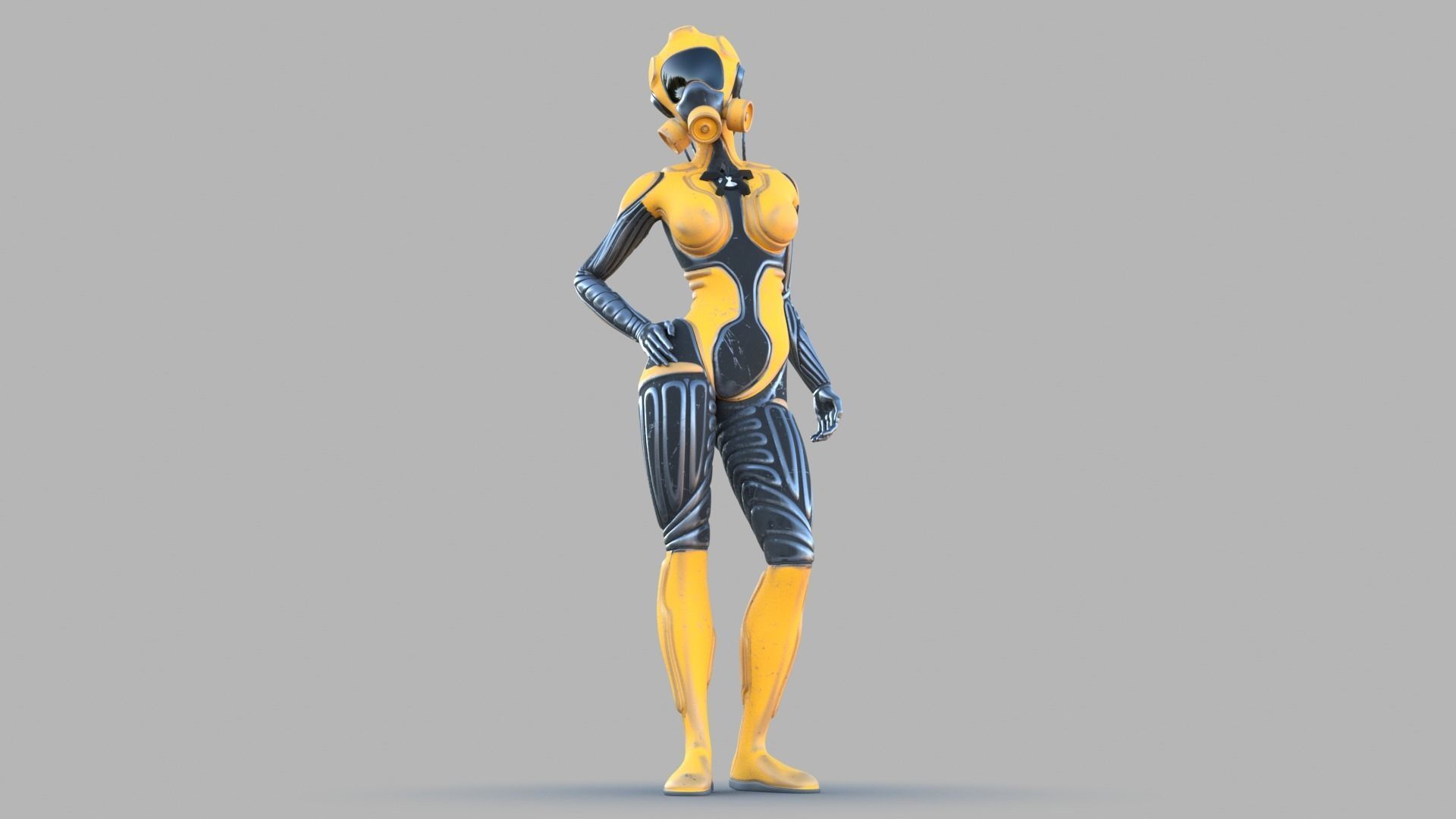 Sci fi female Low-poly 3D model_9