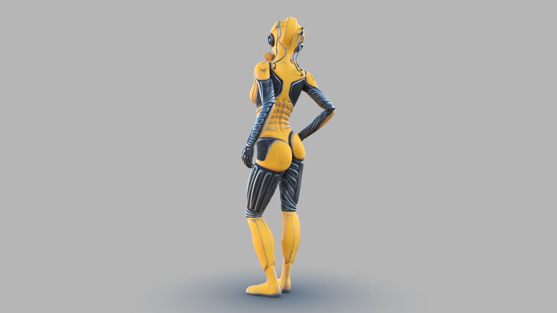 Sci fi female Low-poly 3D model_6