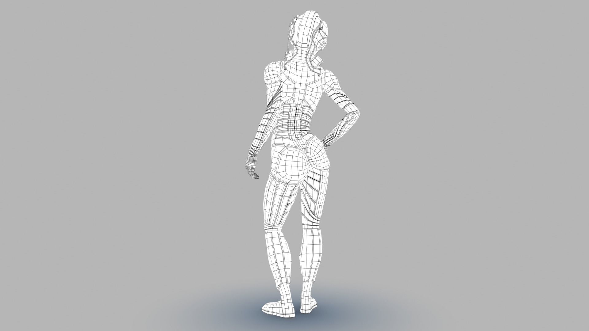 Sci fi female Low-poly 3D model_20