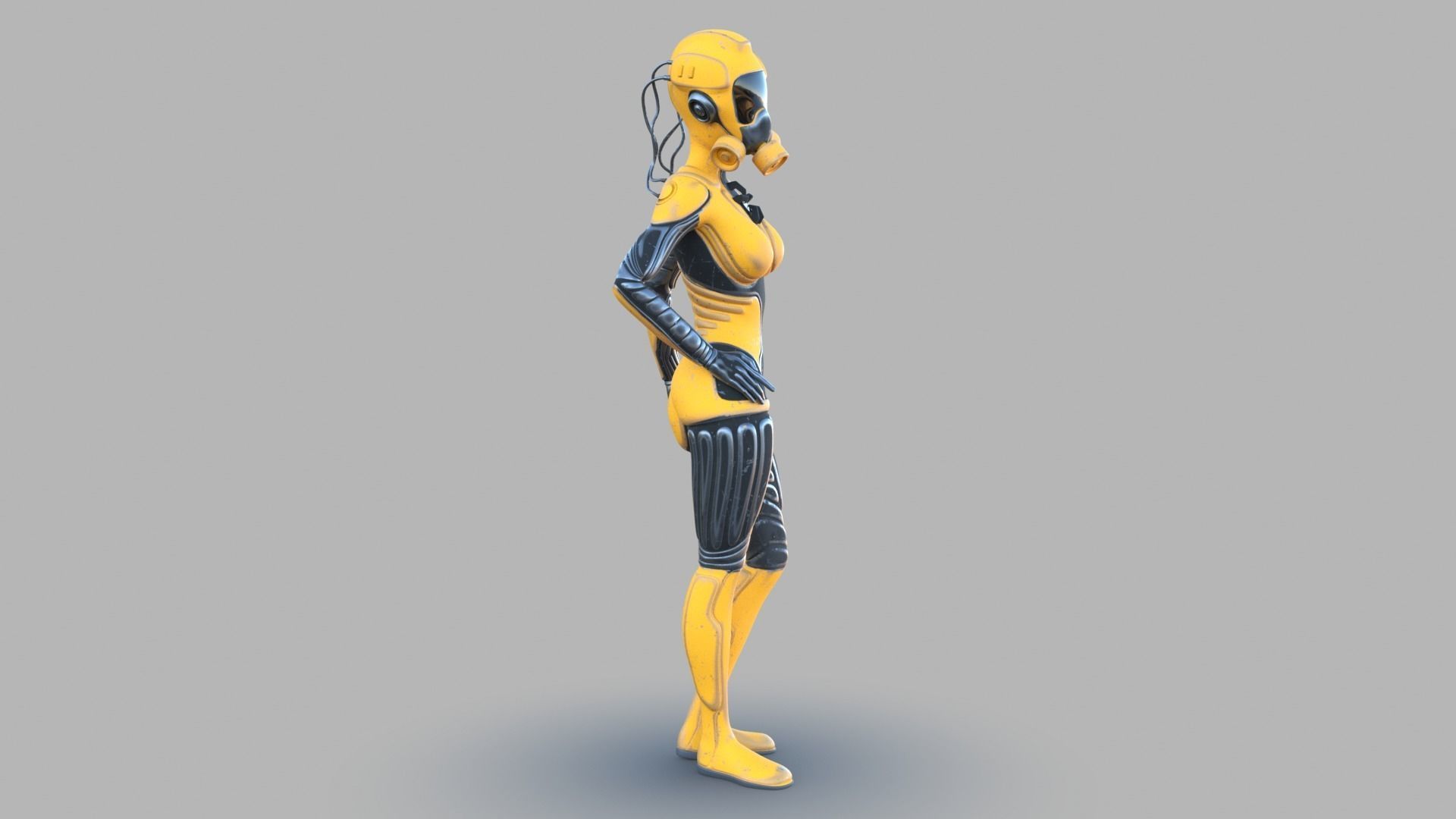 Sci fi female Low-poly 3D model_8