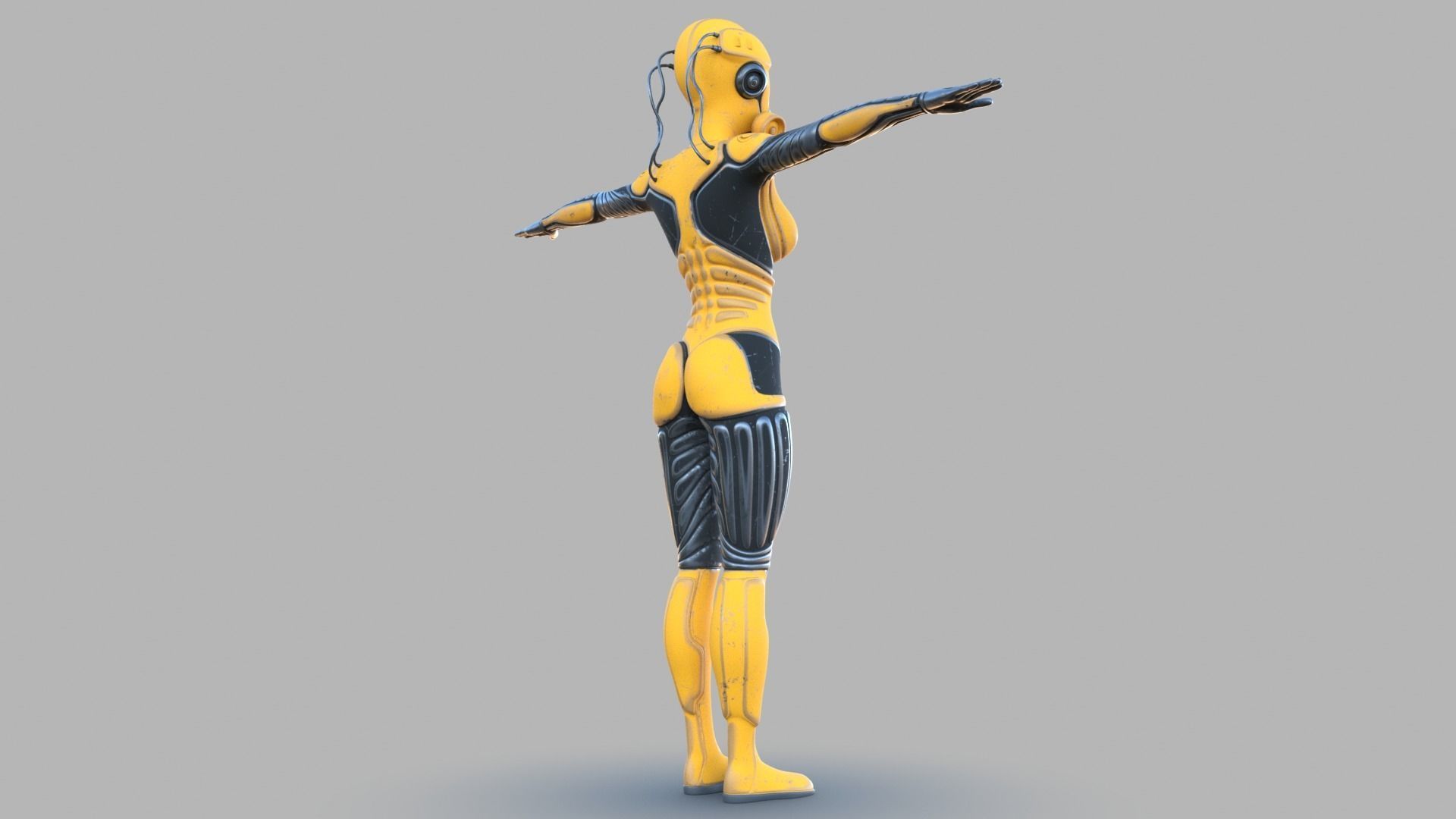 Sci fi female Low-poly 3D model_13