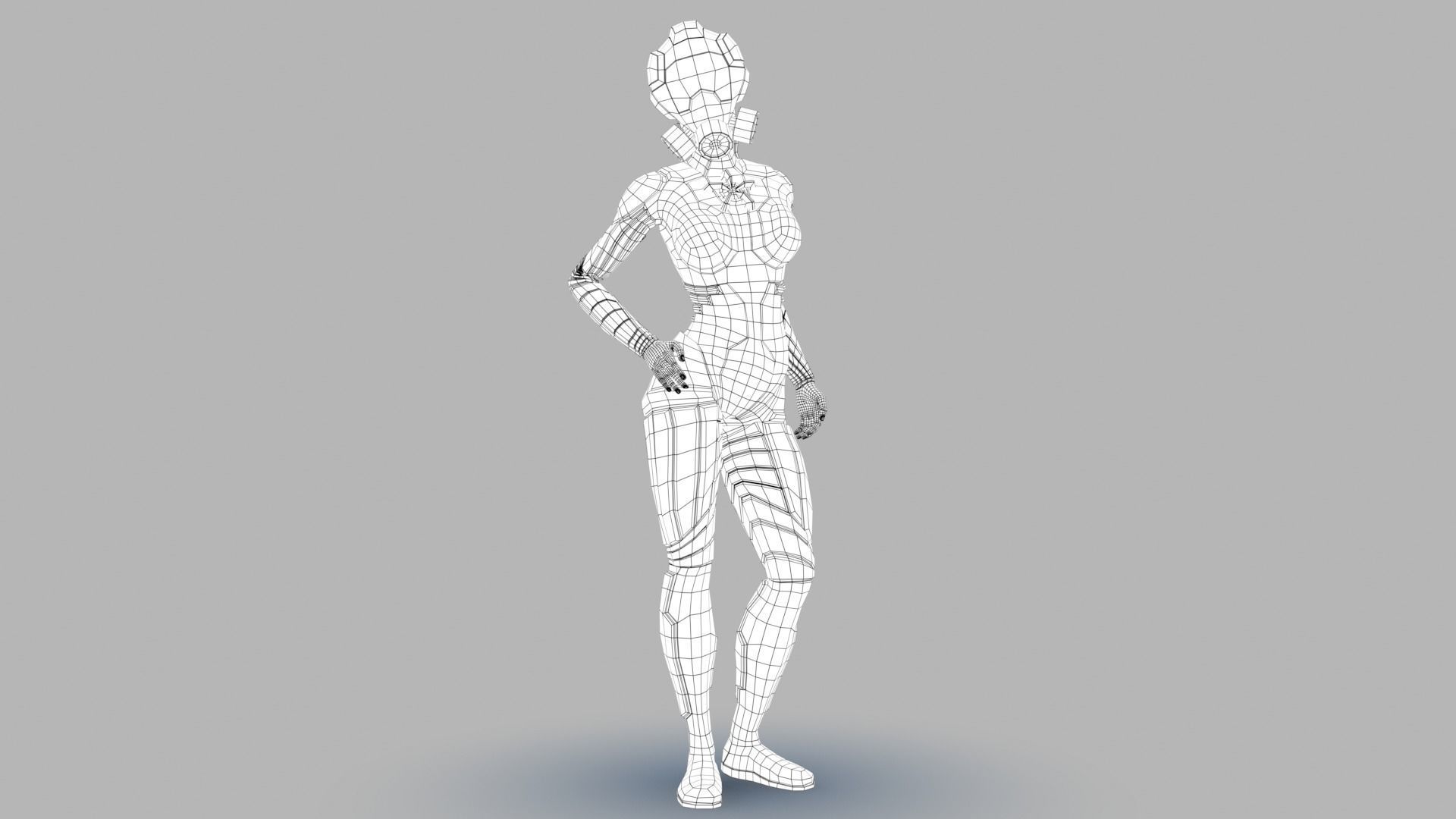 Sci fi female Low-poly 3D model_18