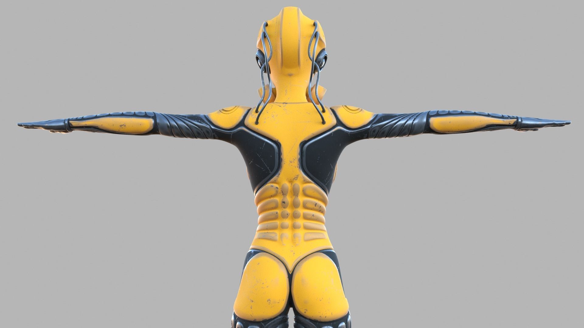 Sci fi female Low-poly 3D model_17