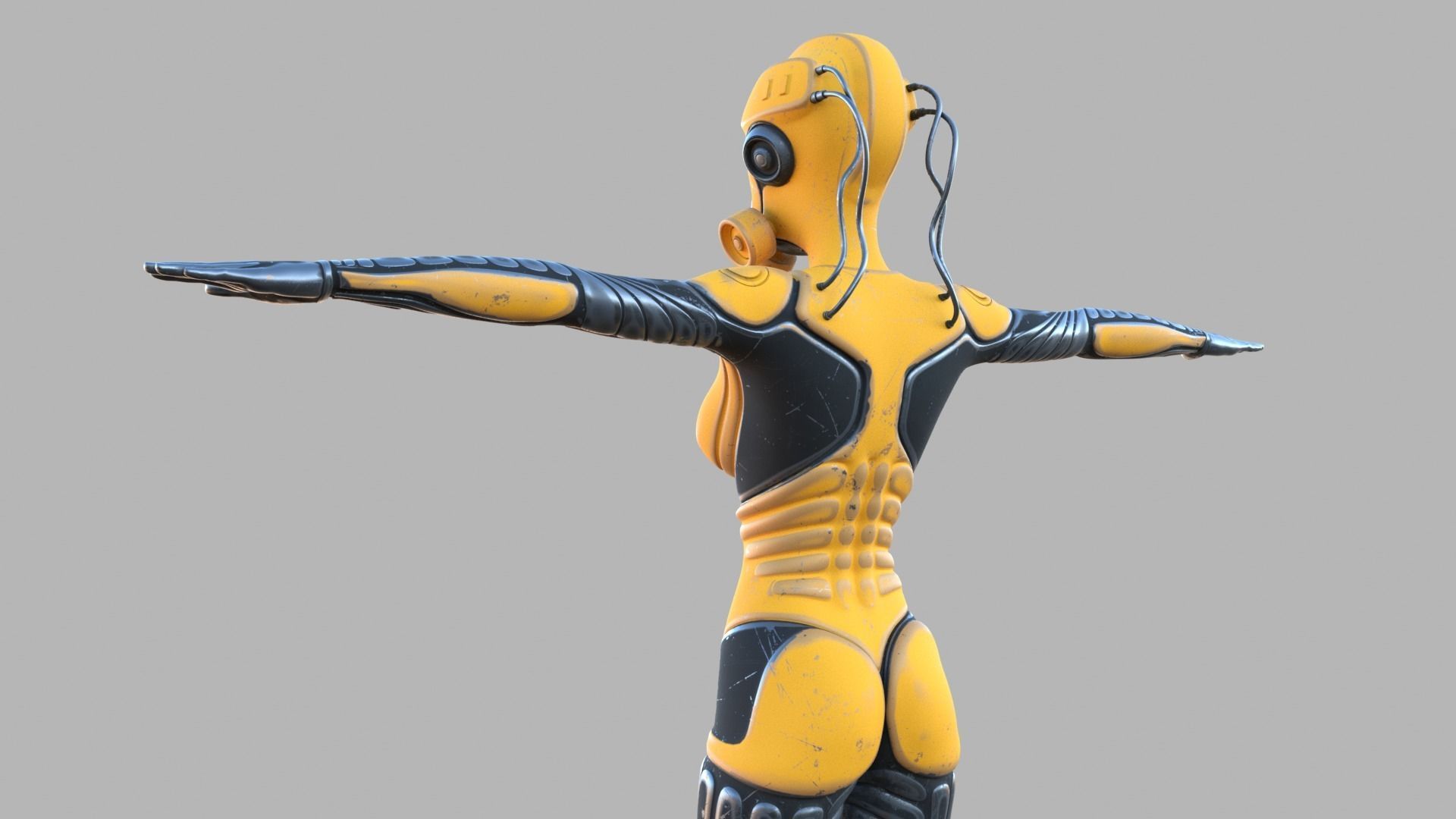 Sci fi female Low-poly 3D model_16