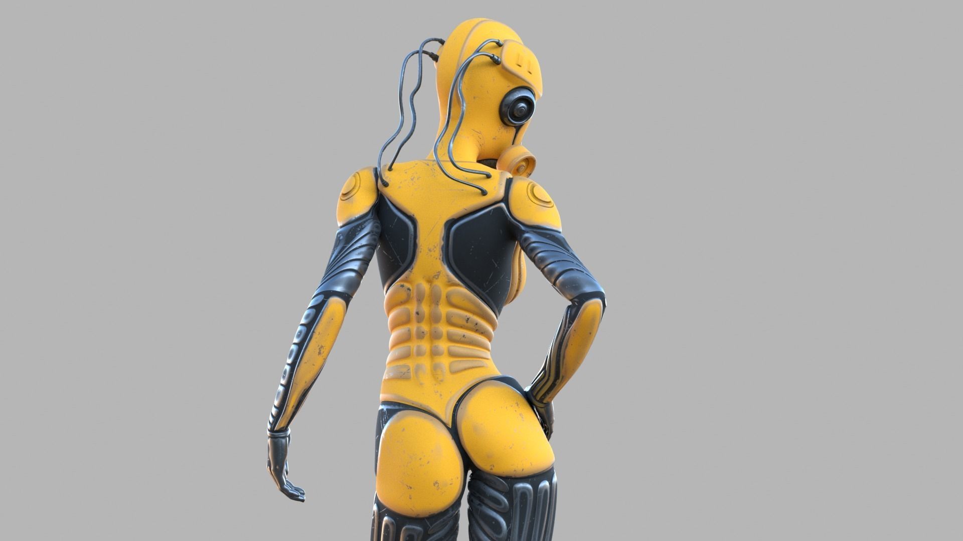 Sci fi female Low-poly 3D model_2