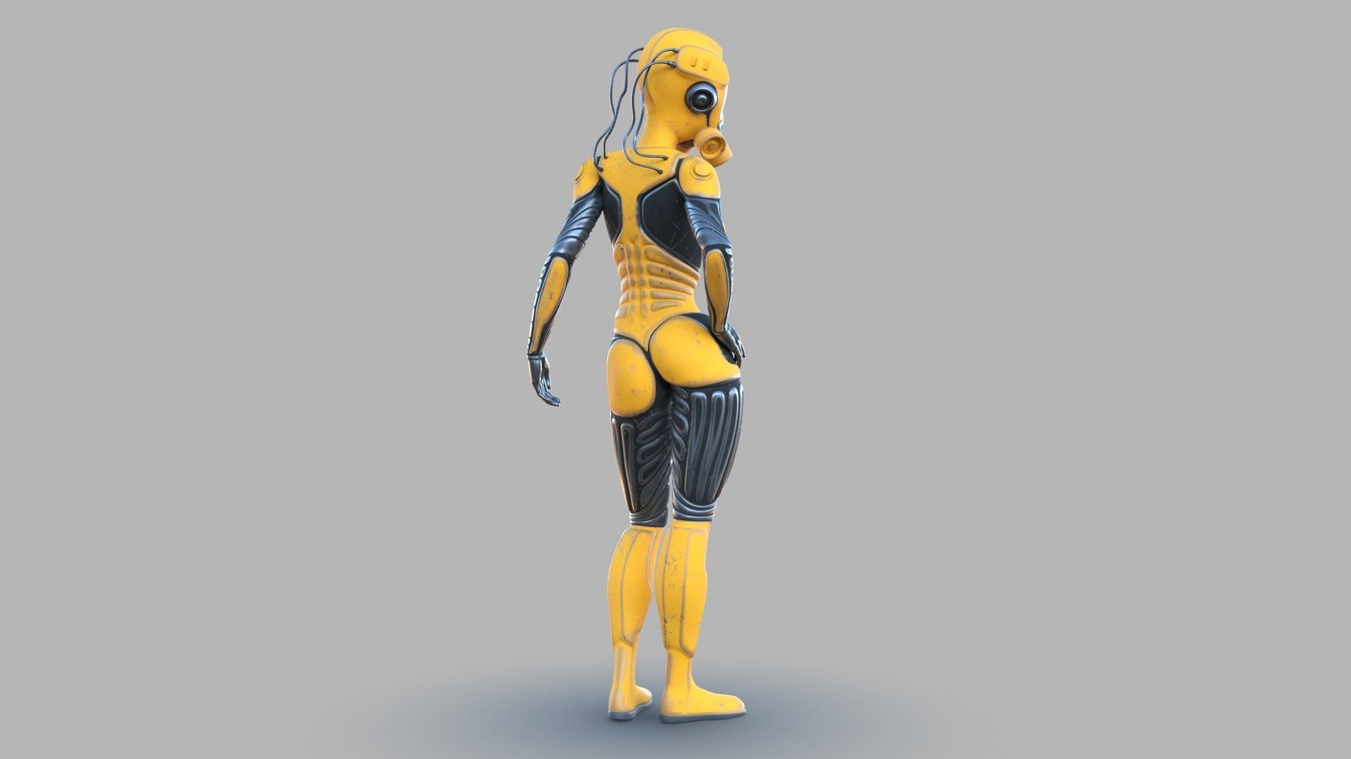 Sci fi female Low-poly 3D model_7