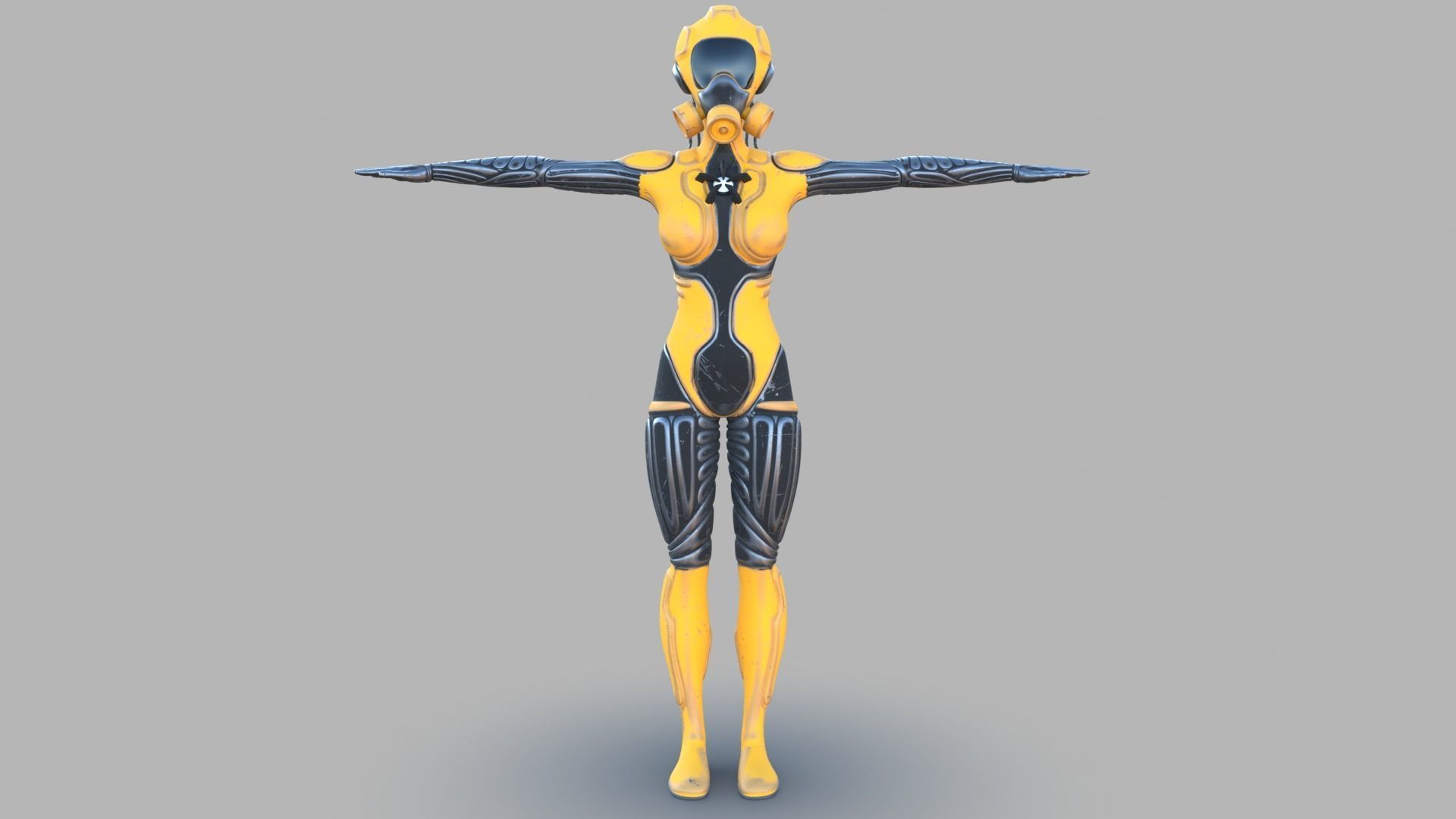 Sci fi female Low-poly 3D model_14