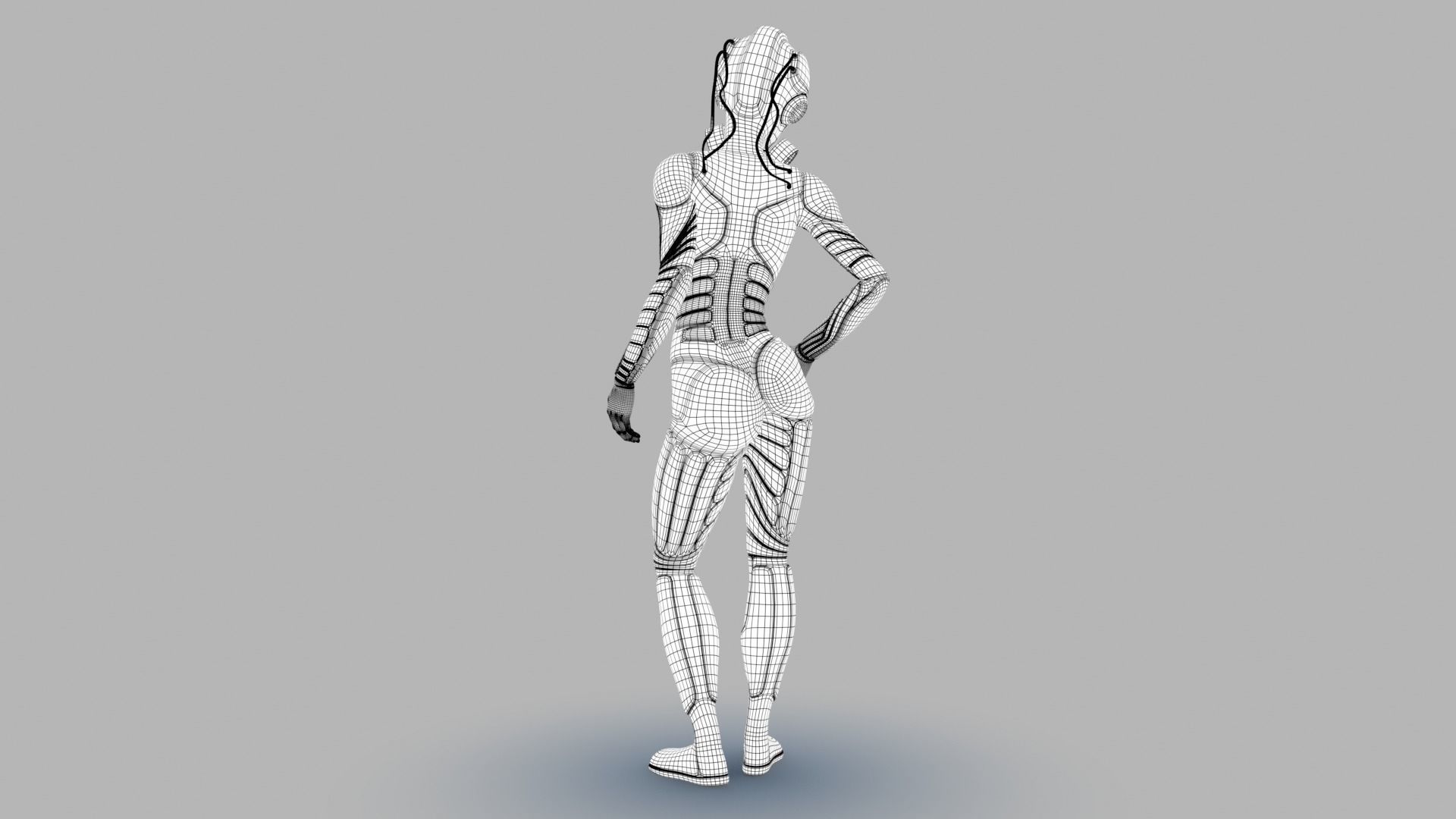 Sci fi female Low-poly 3D model_21