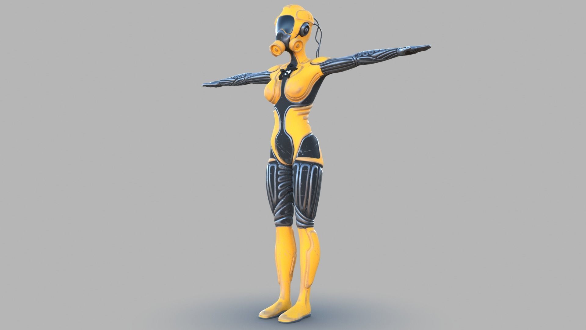 Sci fi female Low-poly 3D model_11