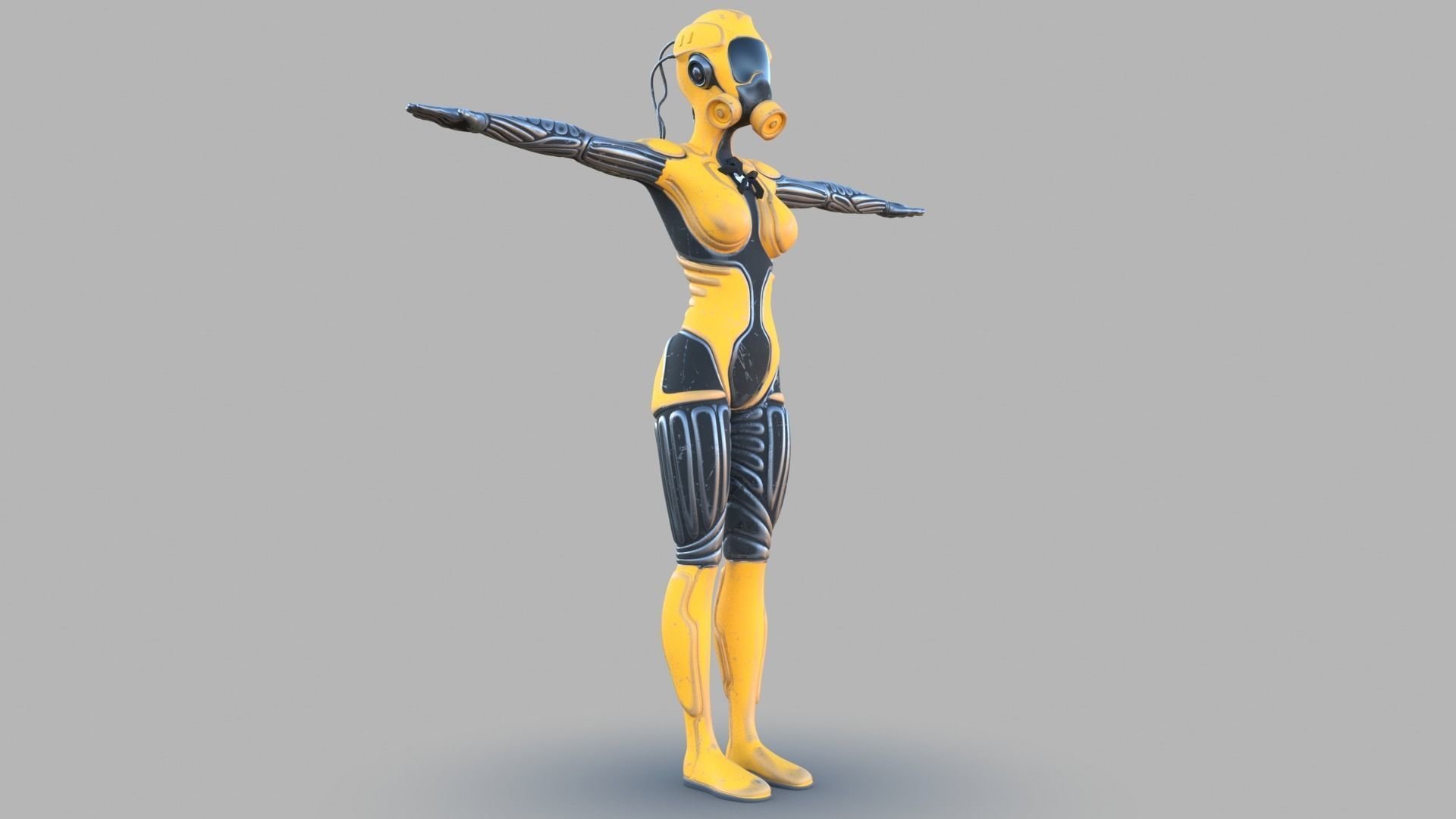 Sci fi female Low-poly 3D model_10