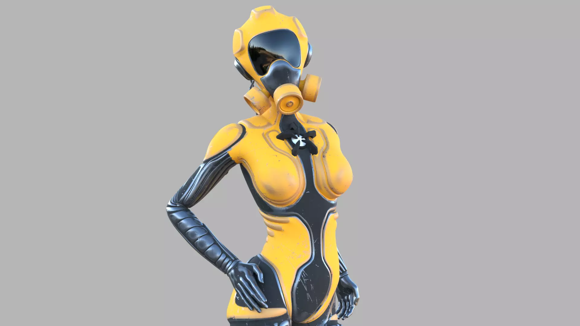 Sci fi female Low-poly 3D model_0
