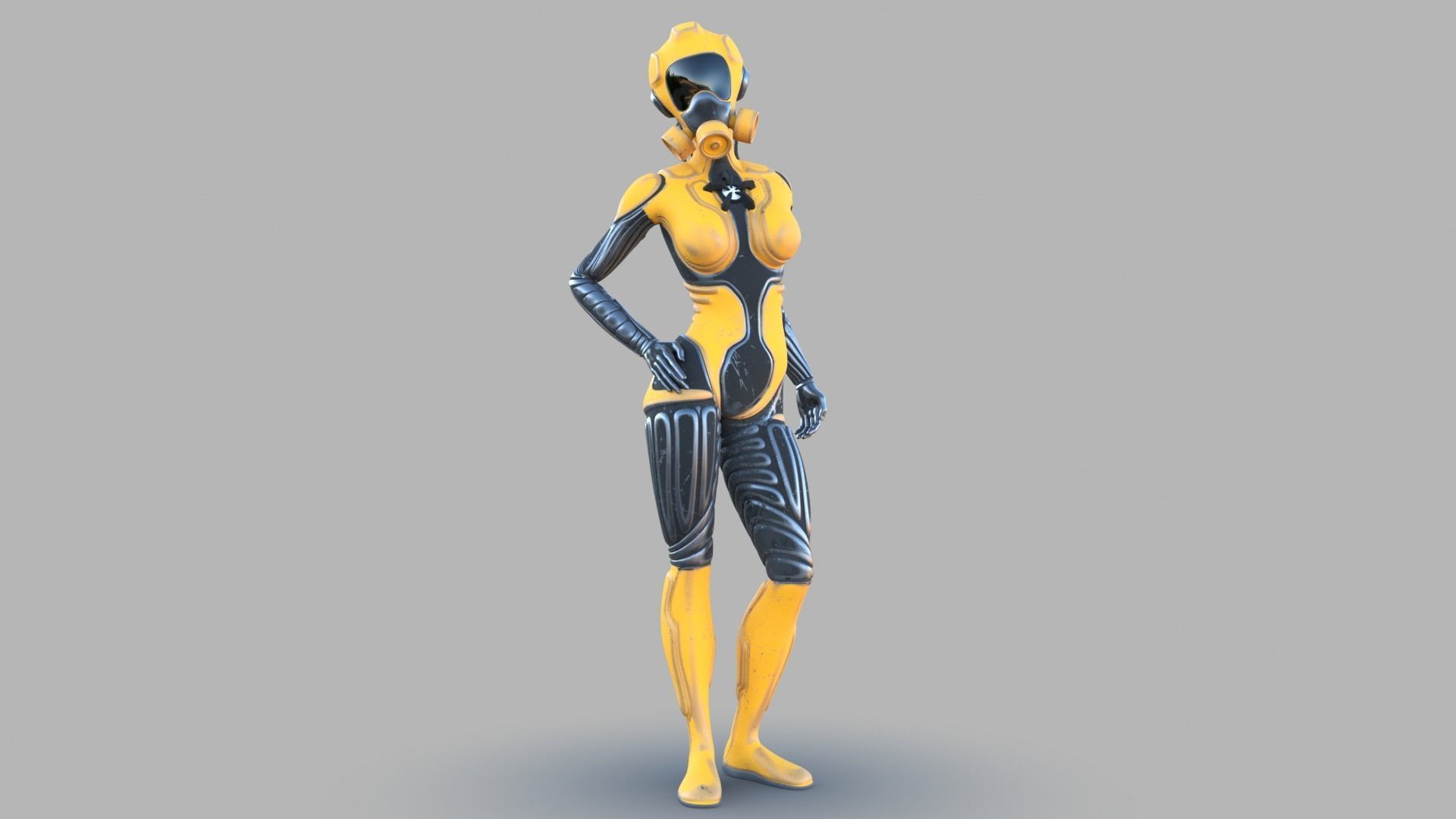 Sci fi female Low-poly 3D model_4
