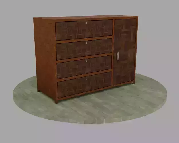 Wooden Wardrobe with Openable Door and Drawers