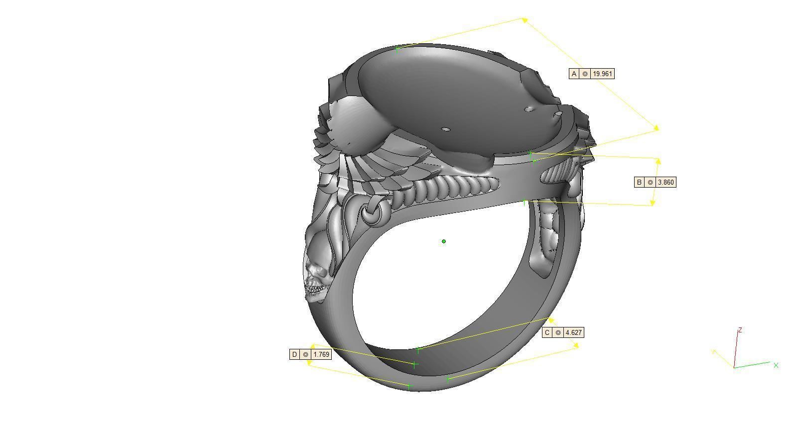 Eagle-ring silver and gold ring with skull 3D print model_7