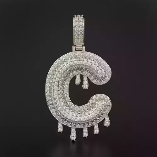Bubble Letter C with Drip Pendant 3D print model