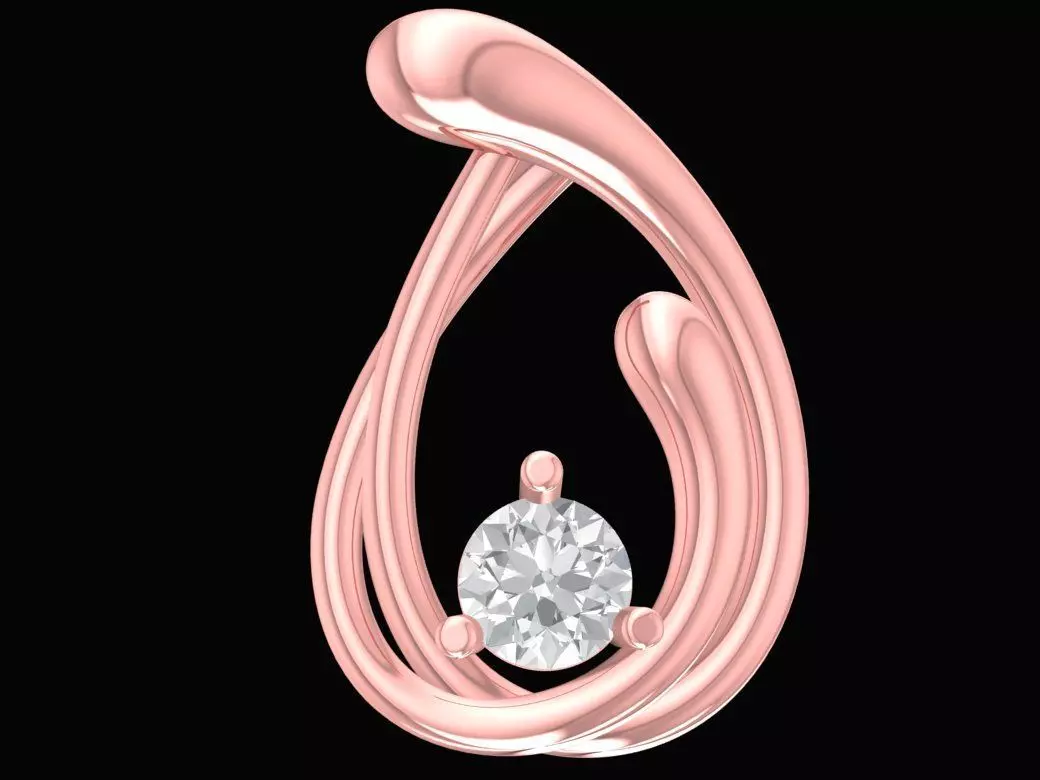 Elegant Teardrop Curve Diamond Pendant for Women 2730 3D print model