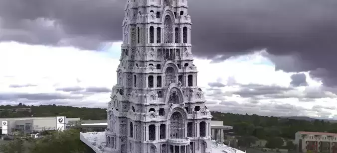 Oriental architecture tower 2 3D