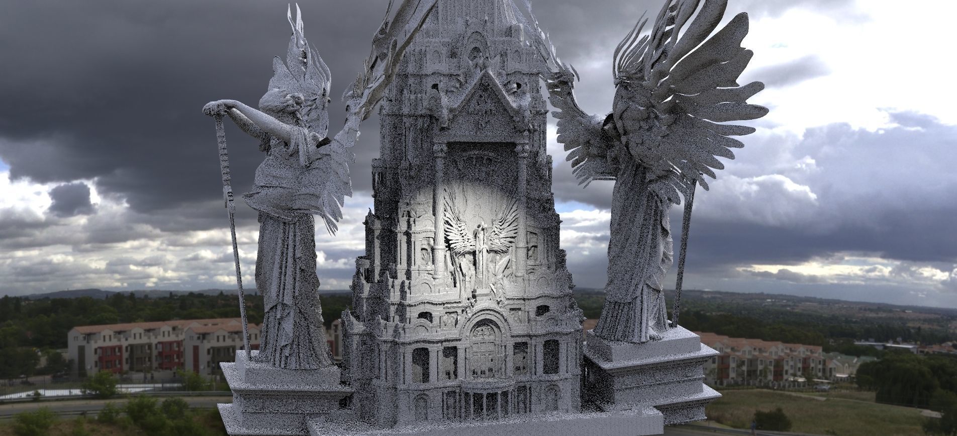 Tower of Heaven with Angels 3D model_1