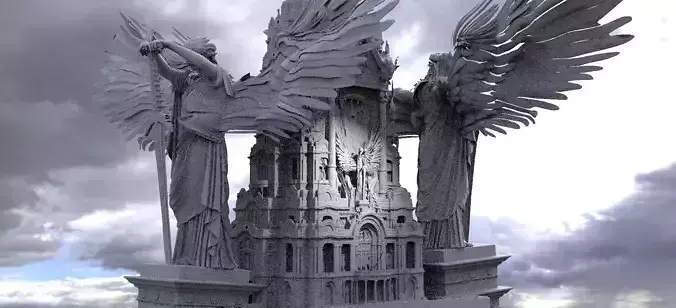 Tower of Heaven with Angels 3D model