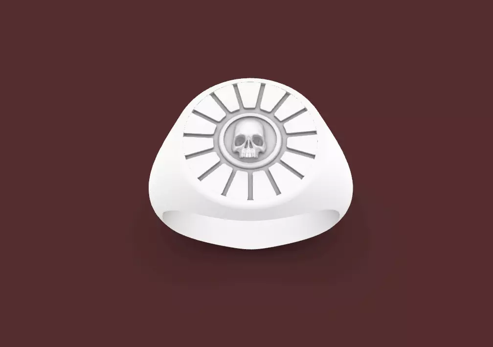 Sunrise and Skull Ring 3D print model_0