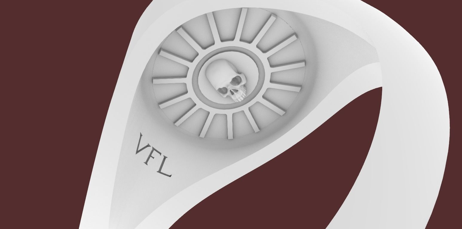 Sunrise and Skull Ring 3D print model_2