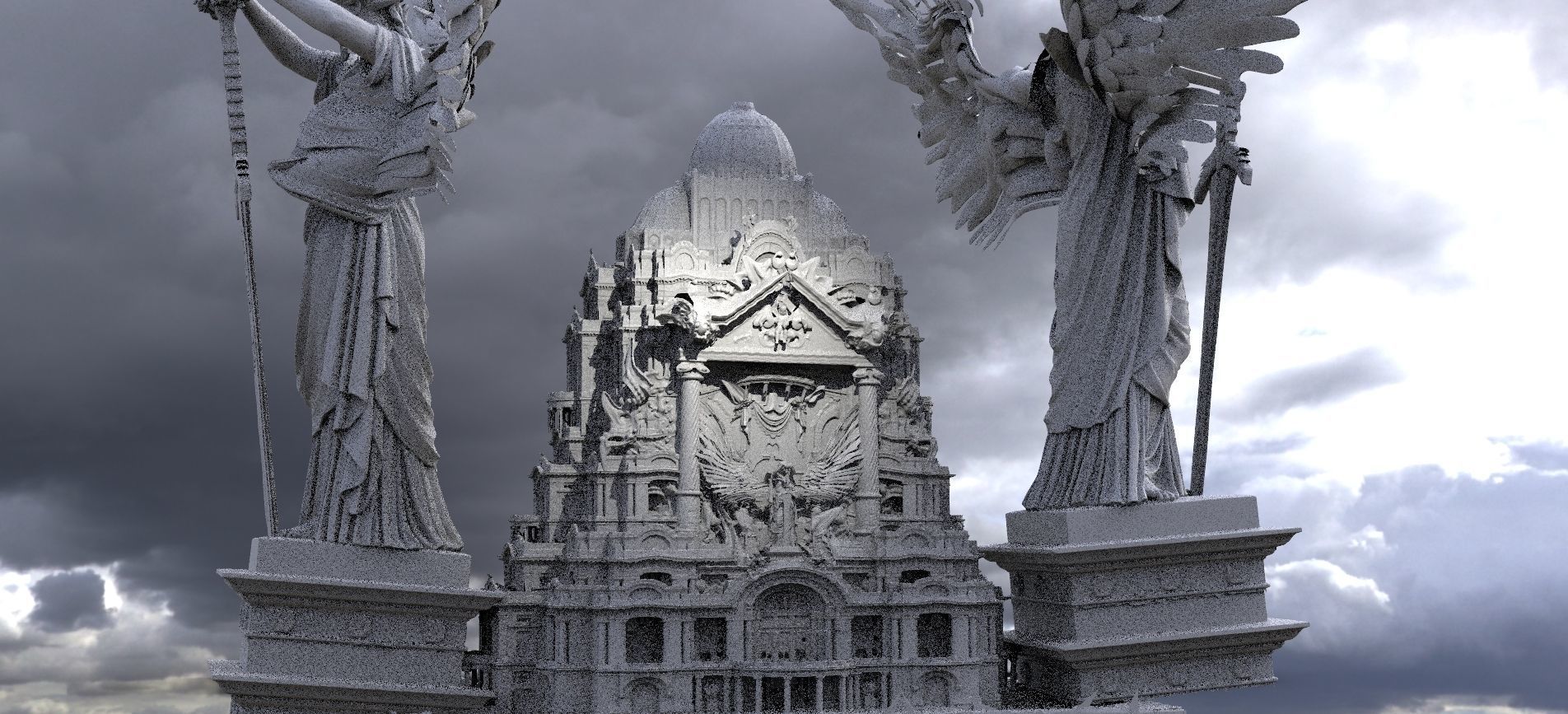 Tower in heaven Angels abode 3D model_2