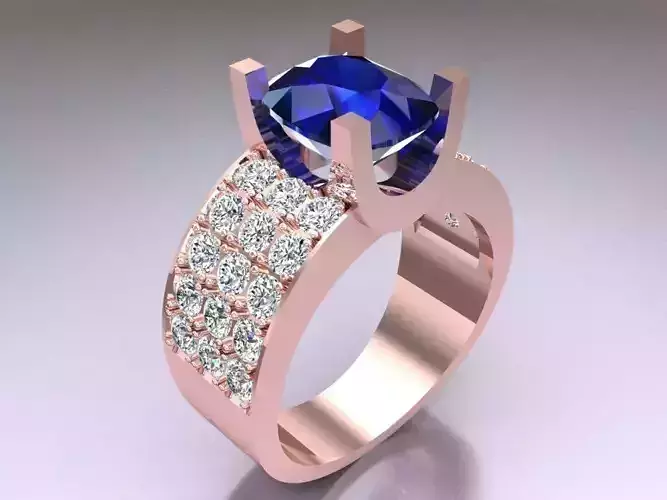 Gemstone rings - Oval stone ring - Diamond rings - N3761