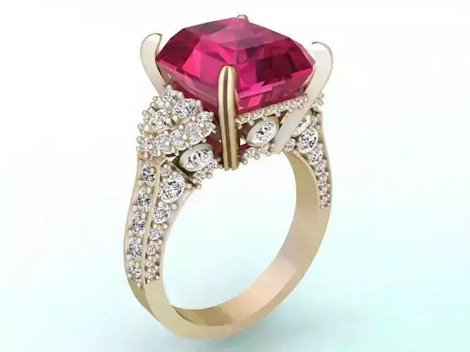 Gemstone rings - Rectangular stone ring - Diamond rings -  N3776