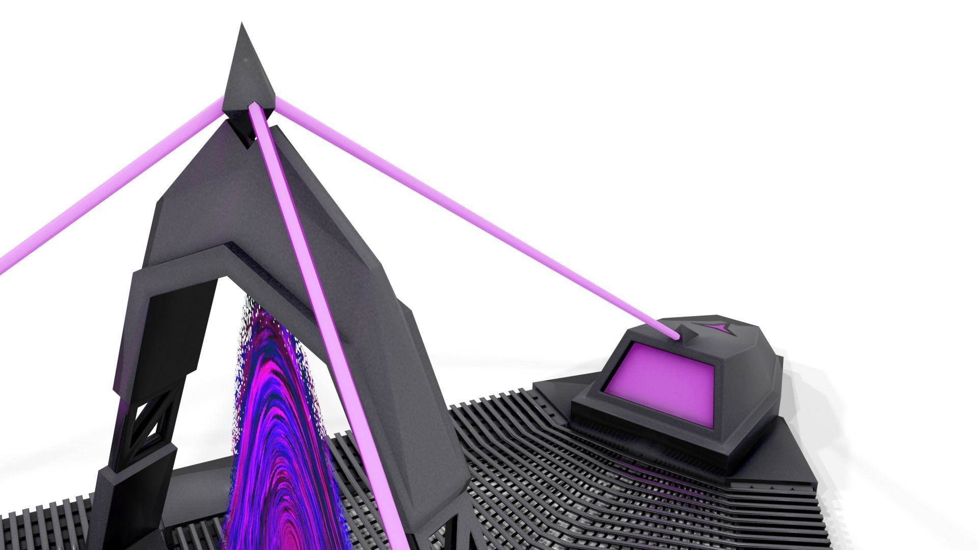 Portal spaceship with lights Low-poly 3D model_7