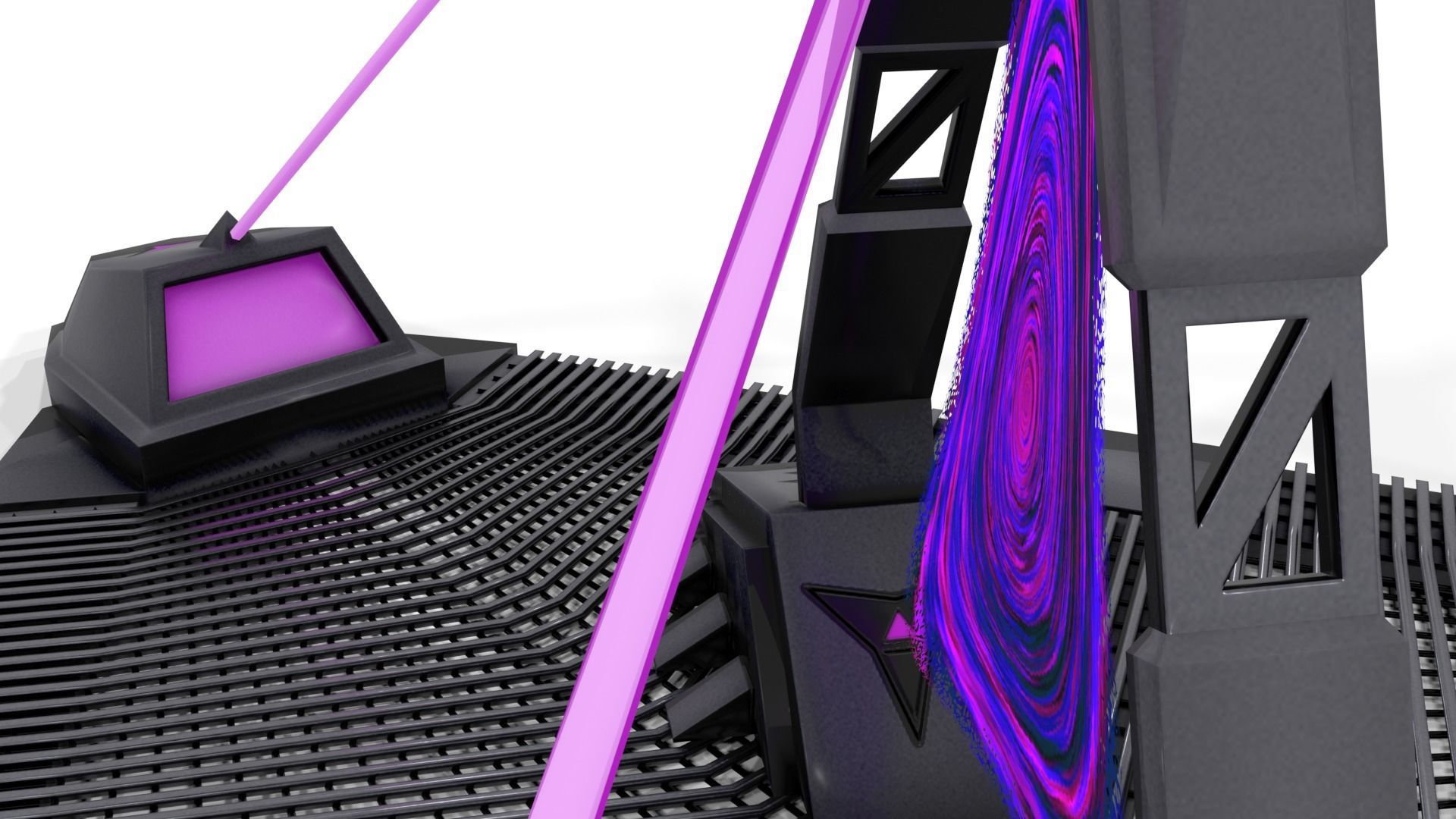 Portal spaceship with lights Low-poly 3D model_9