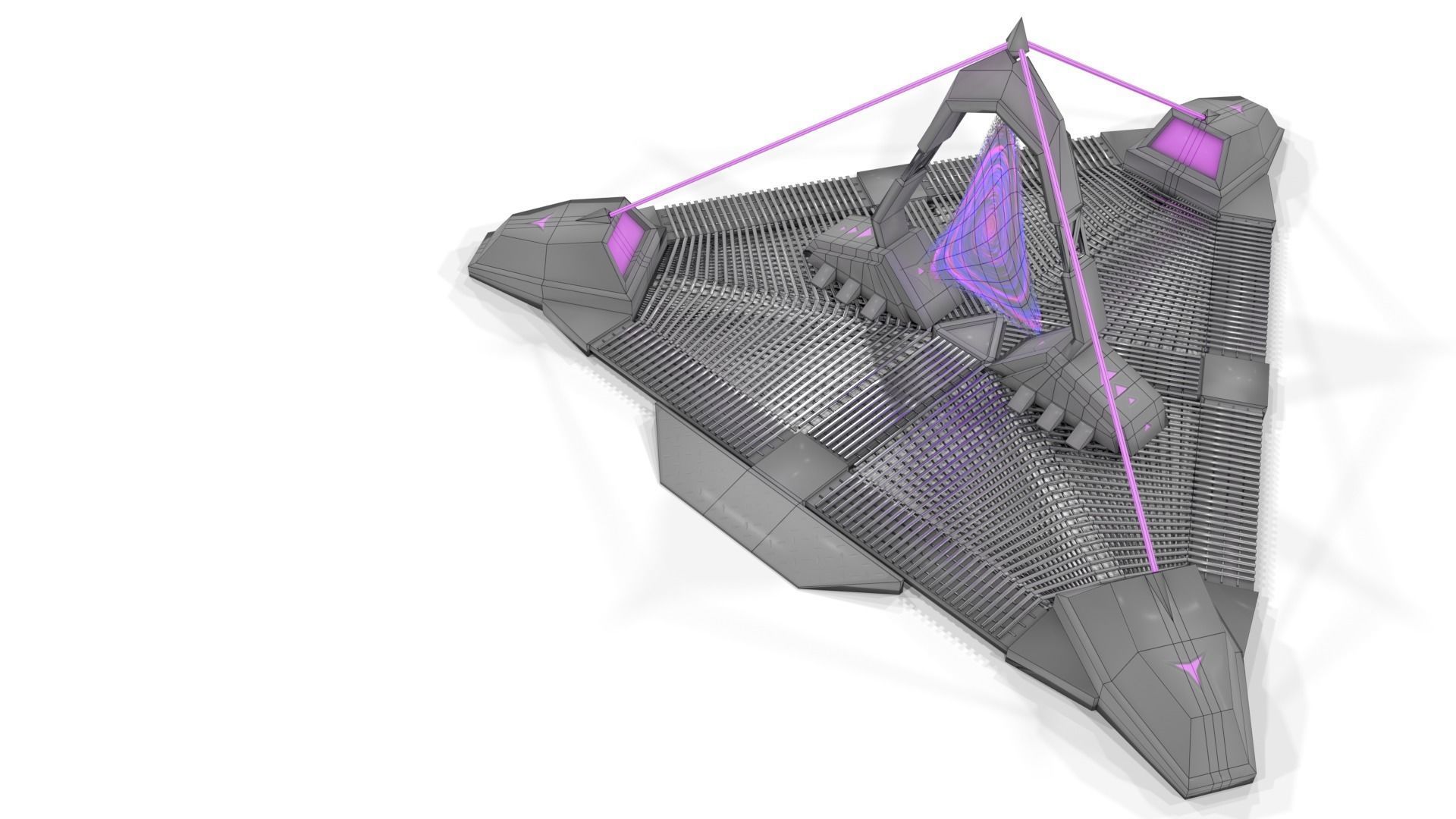 Portal spaceship with lights Low-poly 3D model_13