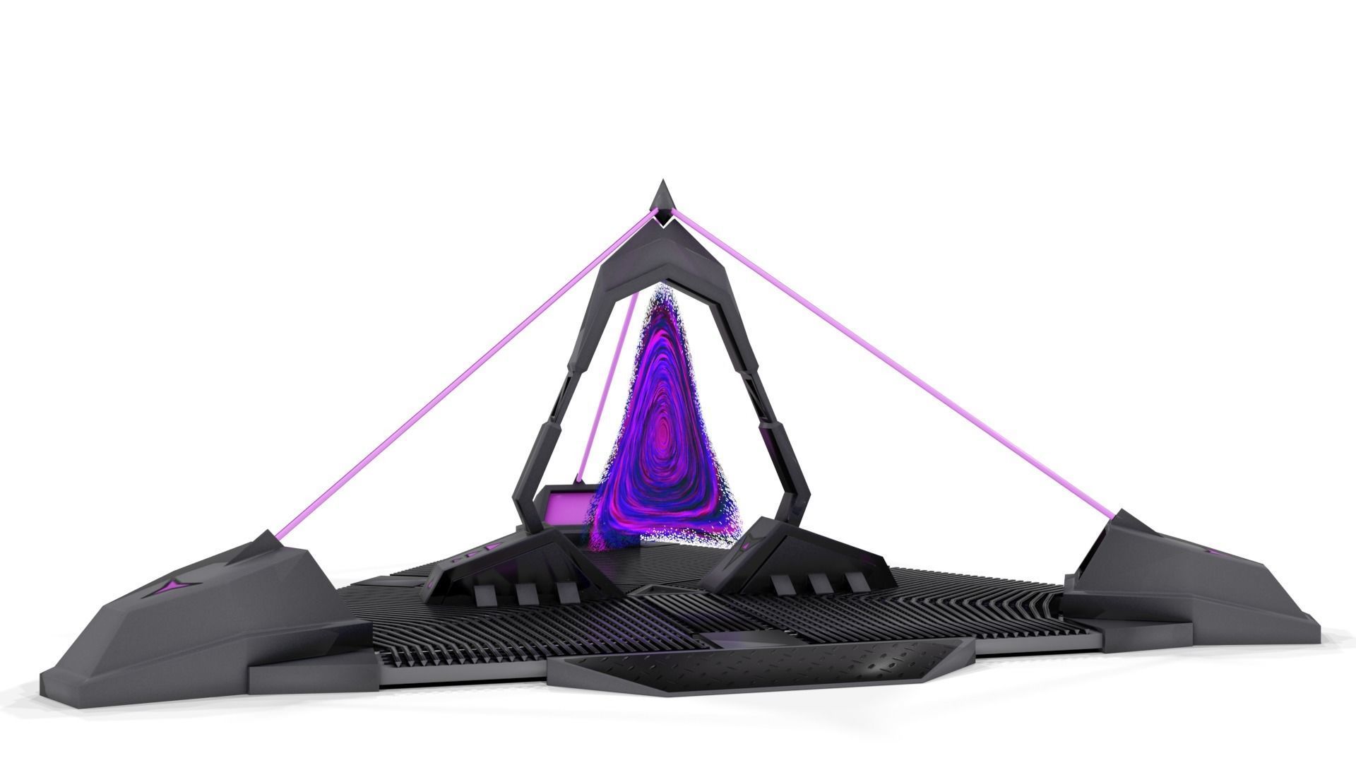 Portal spaceship with lights Low-poly 3D model_3