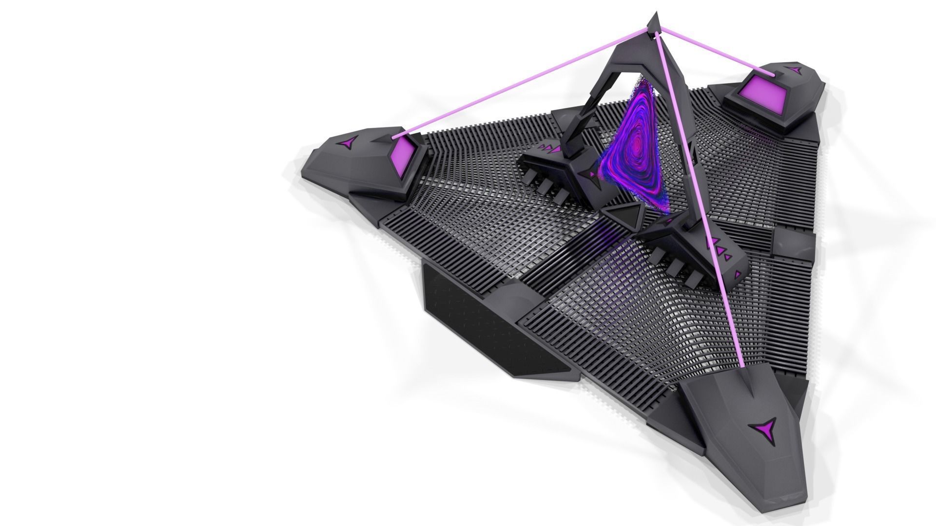 Portal spaceship with lights Low-poly 3D model_4