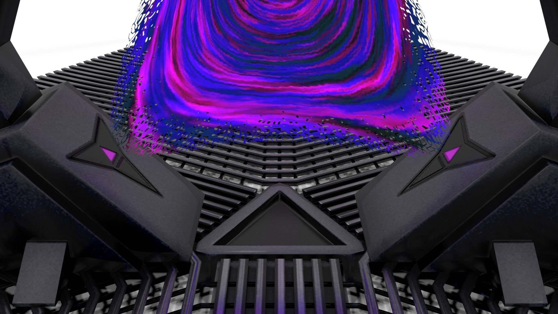 Portal spaceship with lights Low-poly 3D model_8