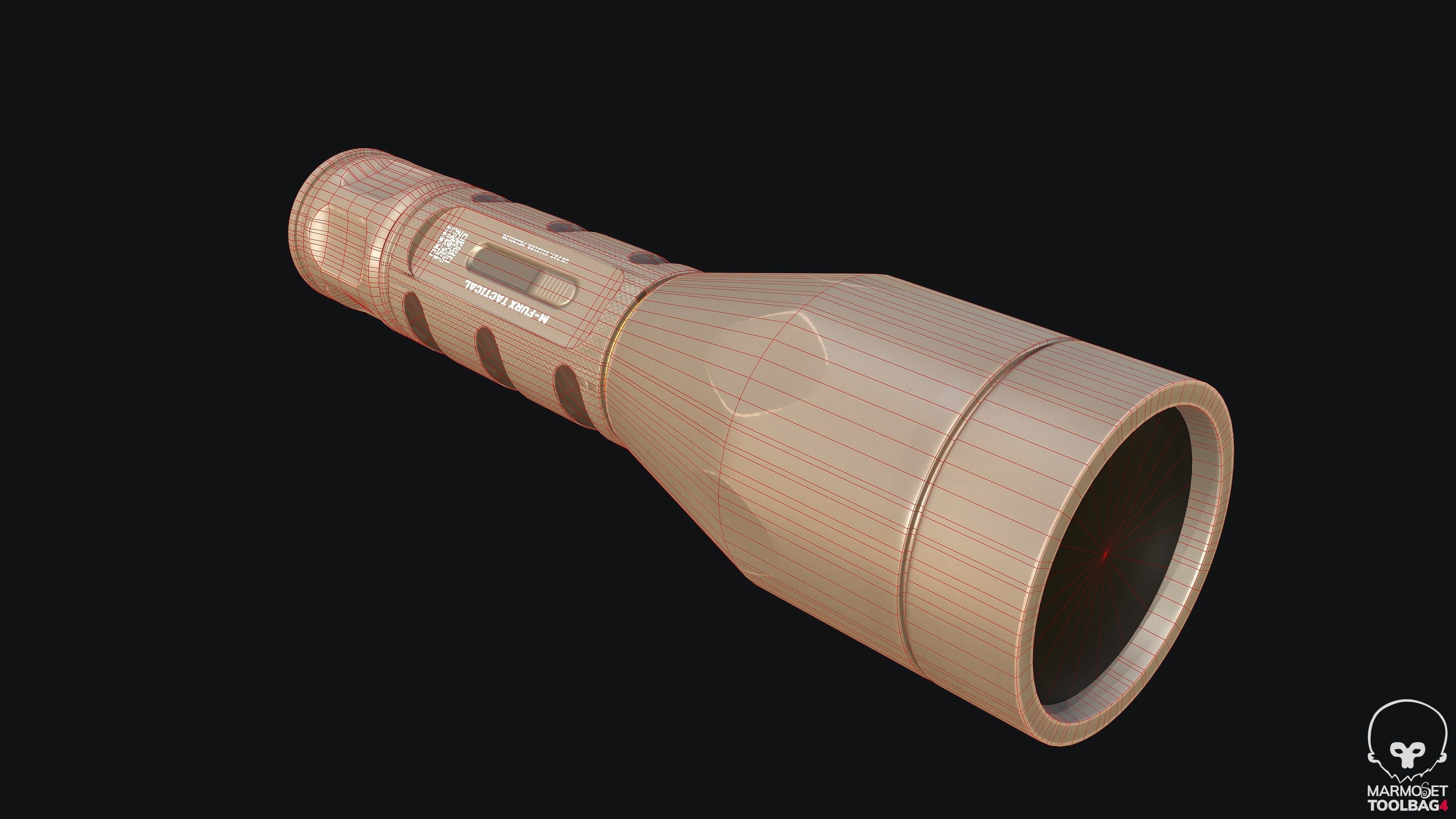 Tactical Flashlight PBR Game Ready Low-poly 3D model_2