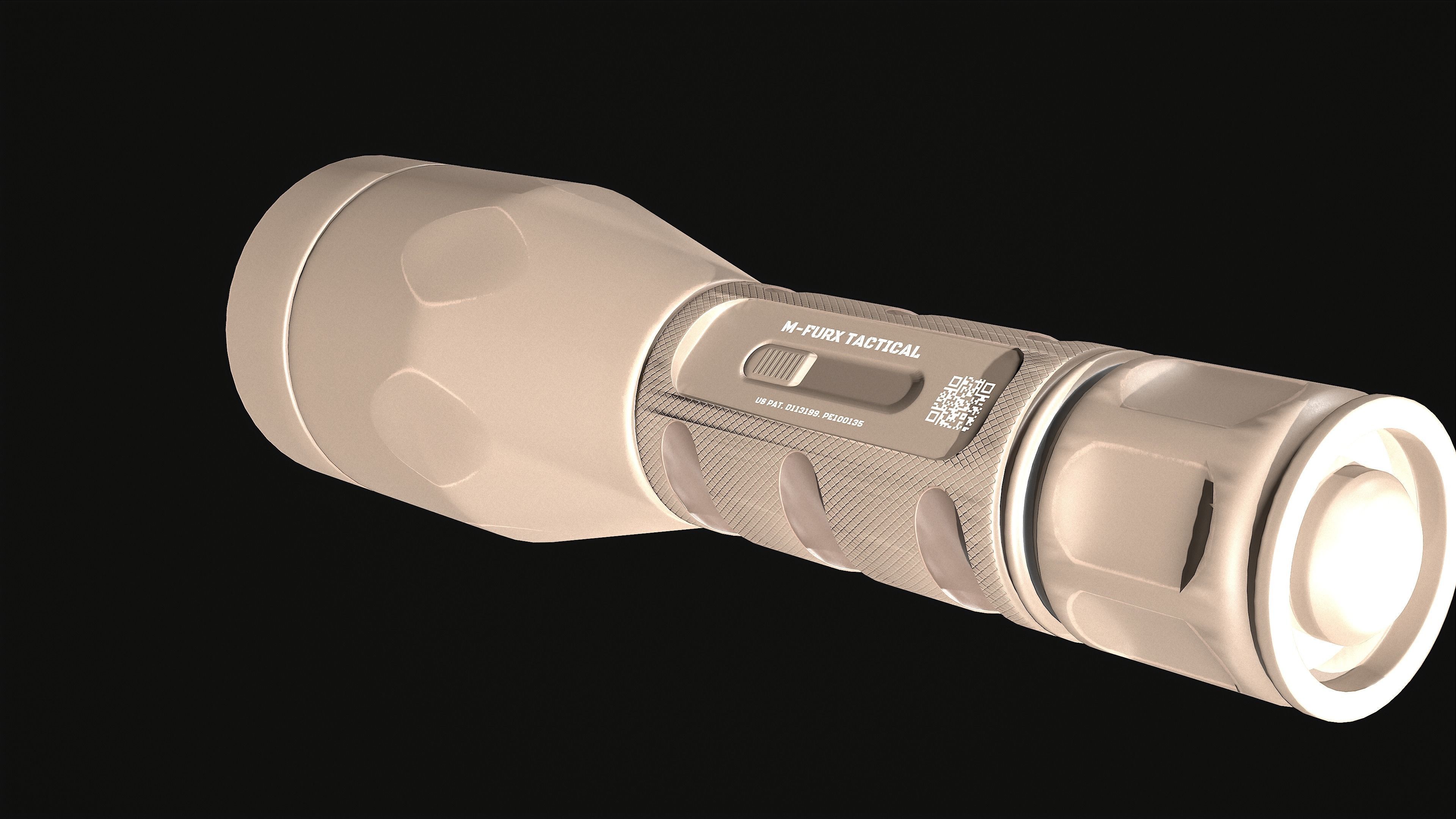 Tactical Flashlight PBR Game Ready Low-poly 3D model_3