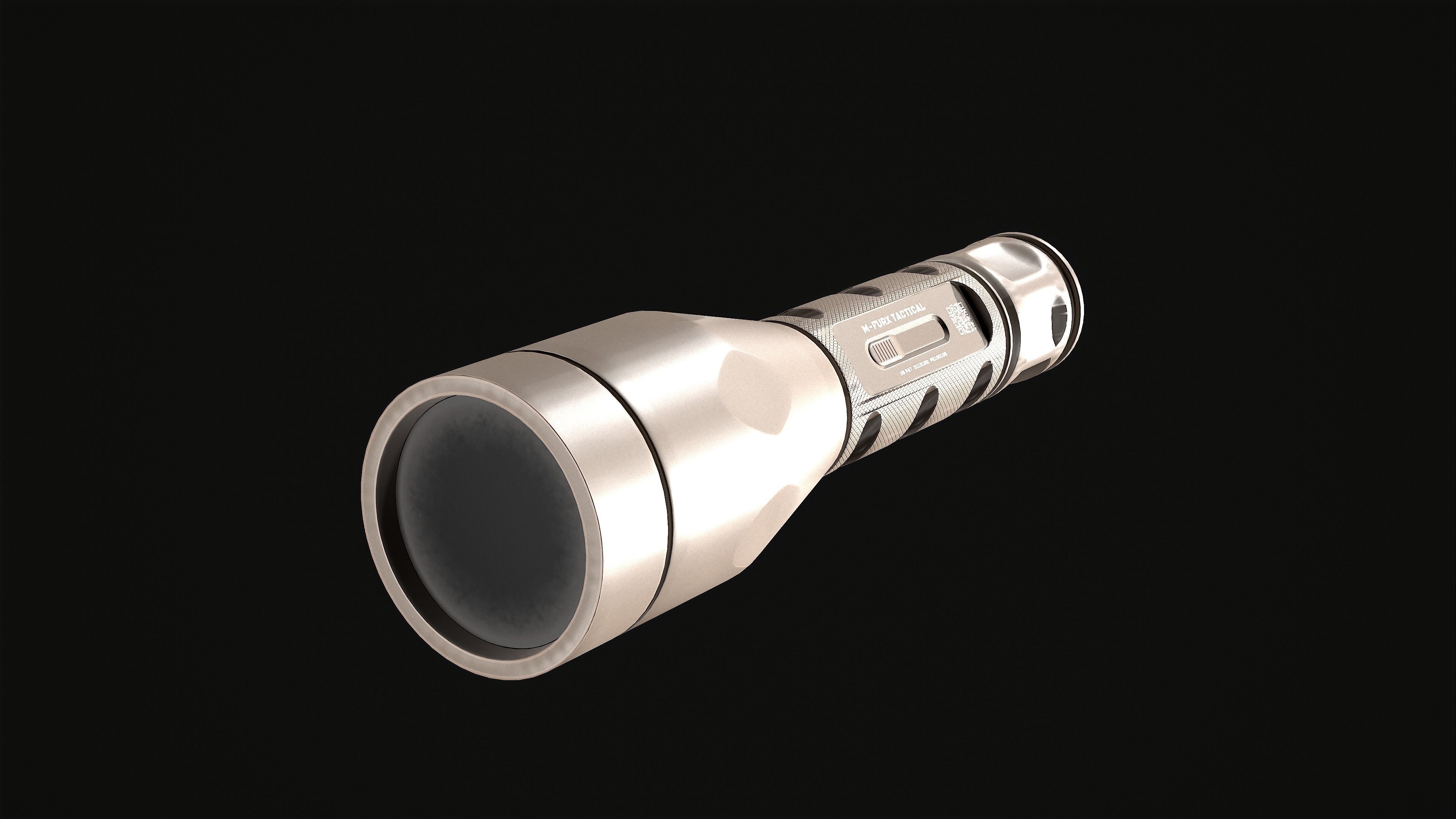 Tactical Flashlight PBR Game Ready Low-poly 3D model_1