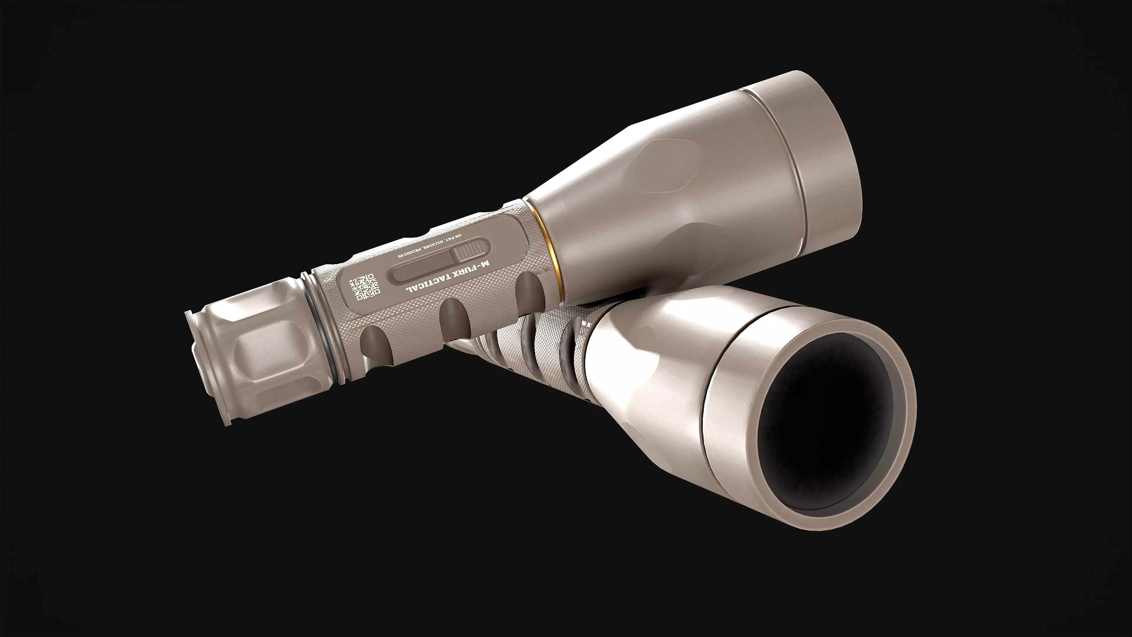 Tactical Flashlight PBR Game Ready Low-poly 3D model_0