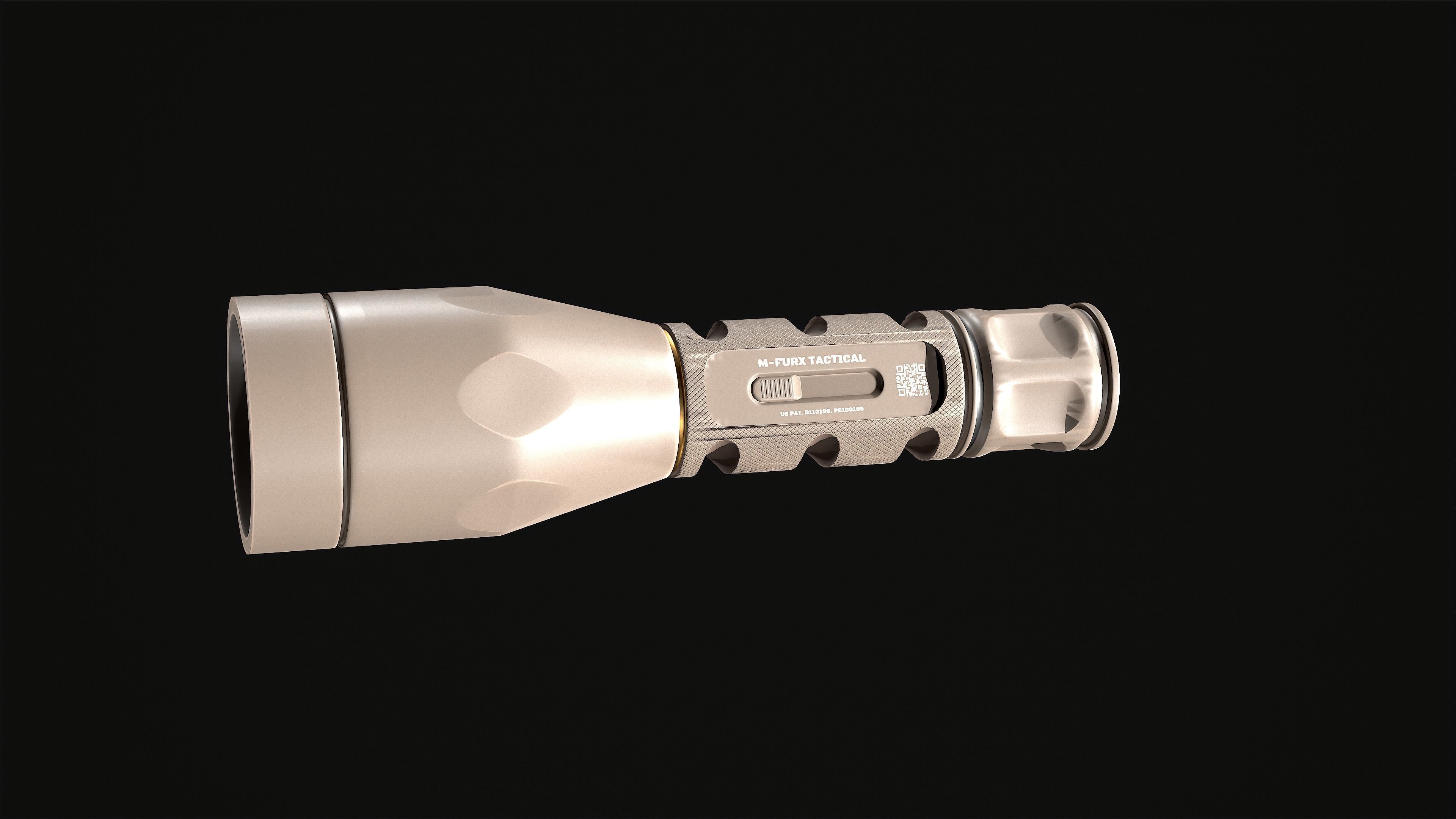 Tactical Flashlight PBR Game Ready Low-poly 3D model_4