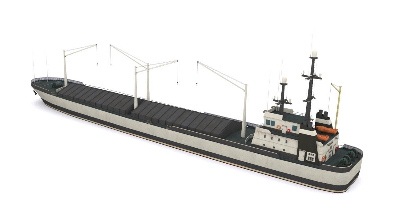 dry cargo ship Low-poly 3D model_3