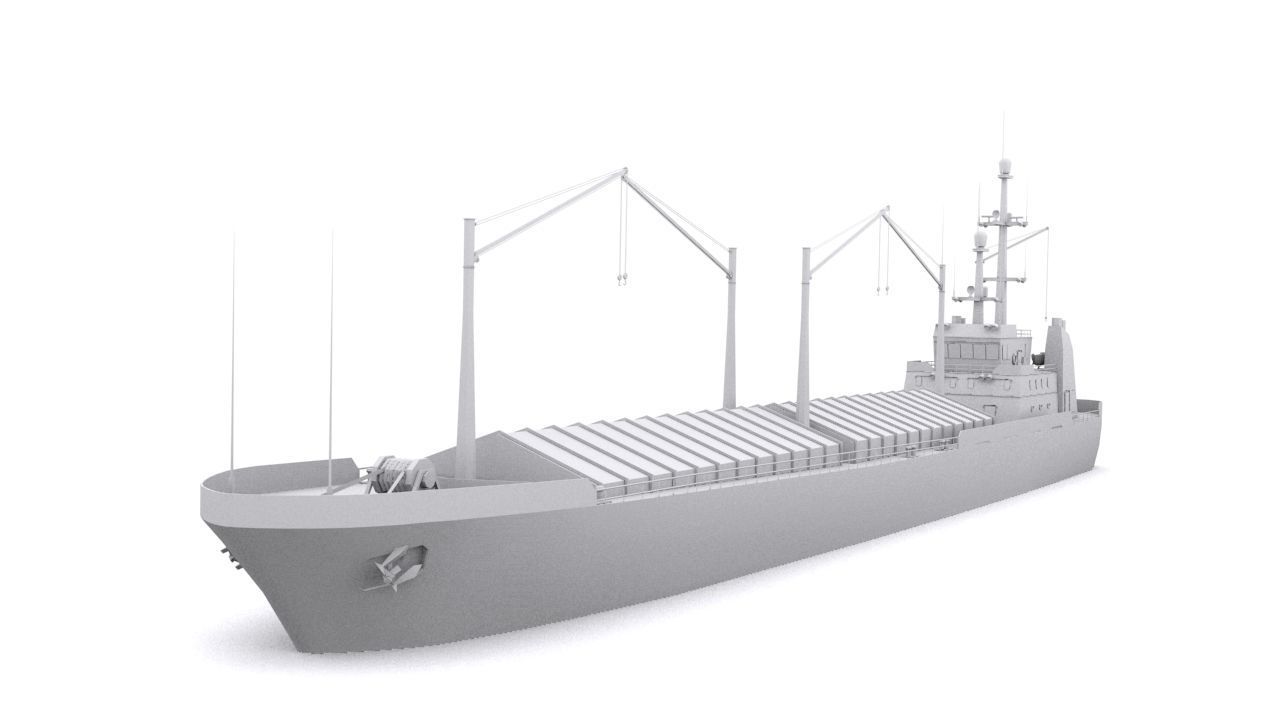 dry cargo ship Low-poly 3D model_8