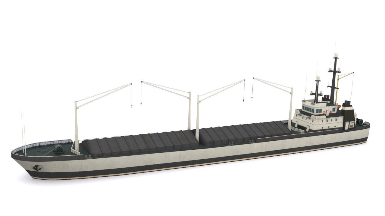 dry cargo ship Low-poly 3D model_2