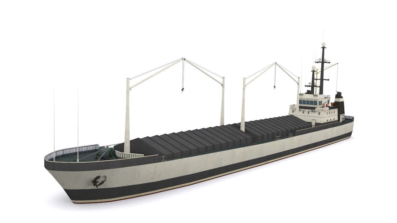dry cargo ship Low-poly 3D model_1