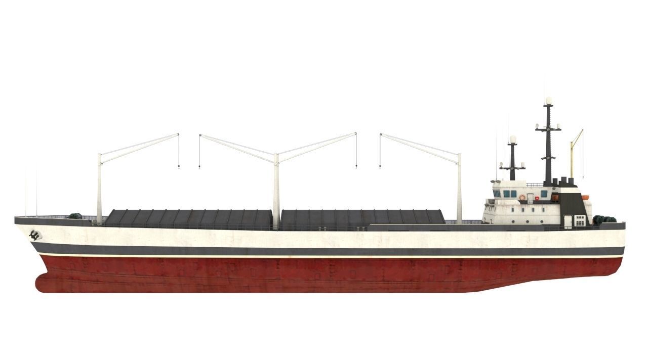 dry cargo ship Low-poly 3D model_7