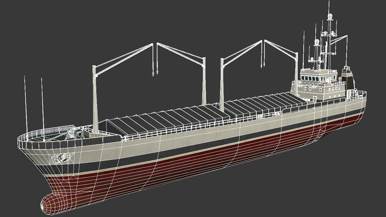 dry cargo ship Low-poly 3D model_9