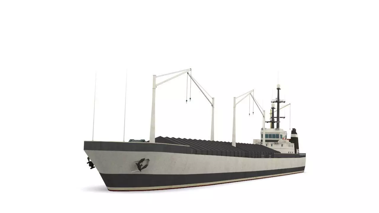 dry cargo ship Low-poly 3D model_0