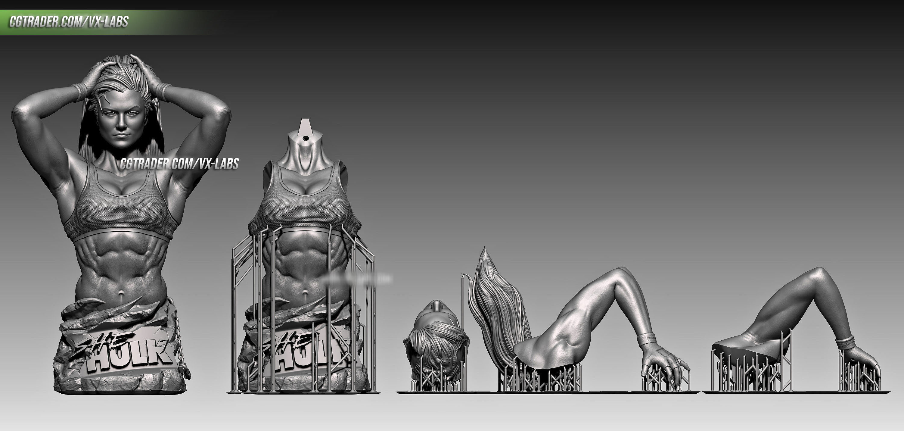 She-Hulk Bust - Gina Carano 3D print model_3