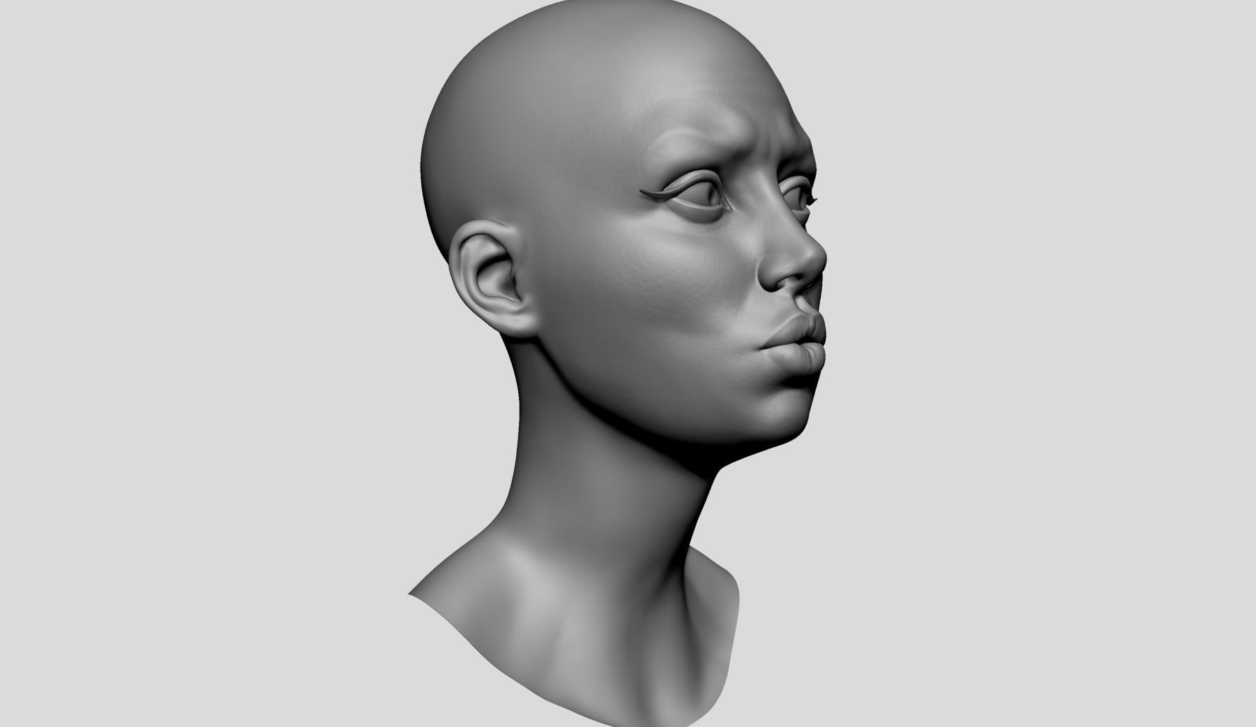 Stylized Female Head v5 3D model_1