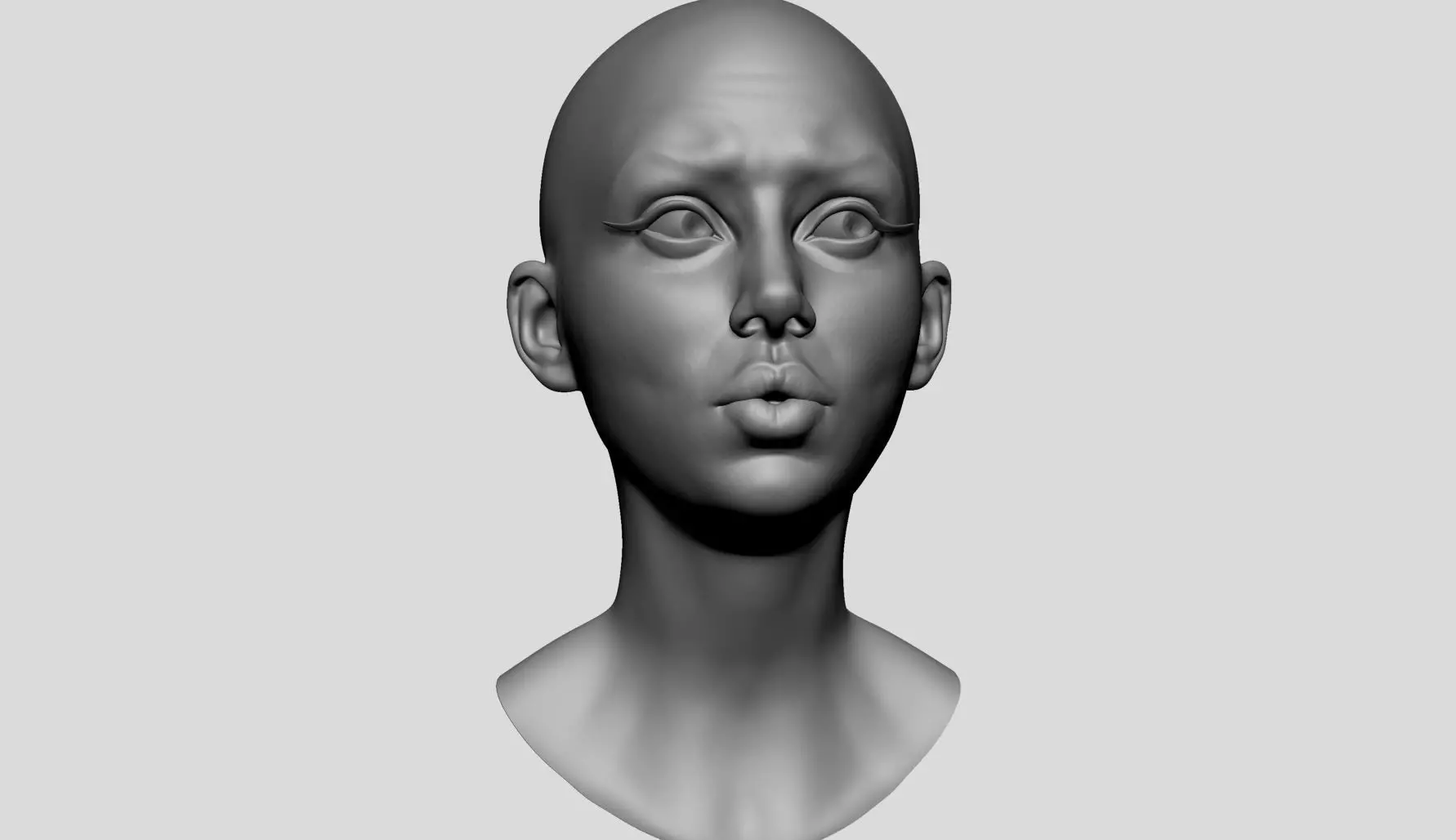 Stylized Female Head v5 3D model_0